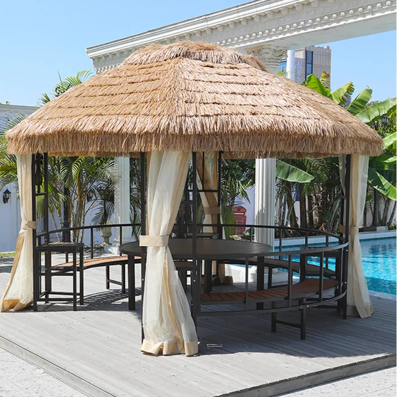 Outdoor Courtyard Gazebo Villa Dome Thatched Shed Straw Round Gazebo