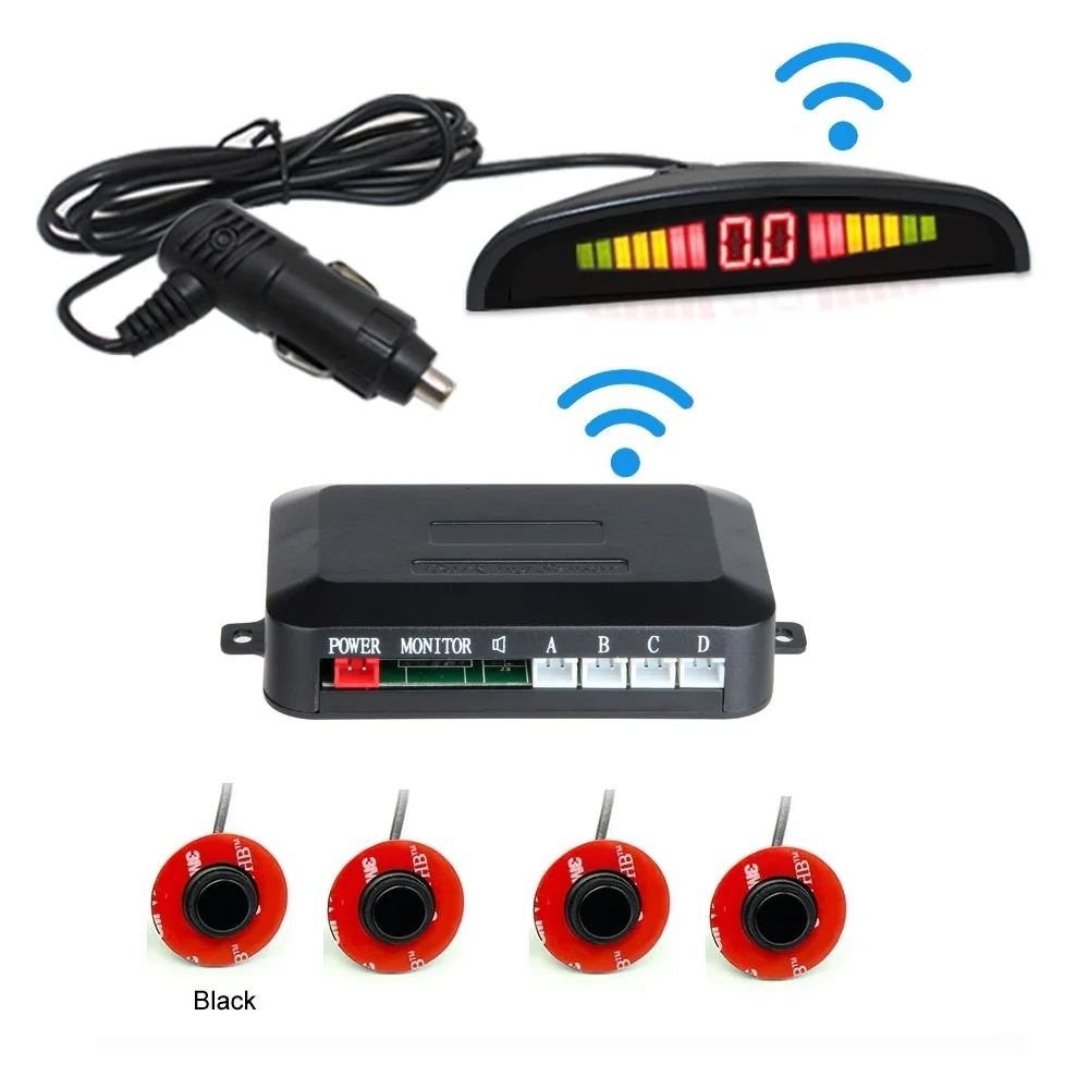 

16.5MM Wireless Car Parking Sensor Car Parktronic LED With 4 Sensors Reverse Backup Car Parking Radar Monitor Detector System