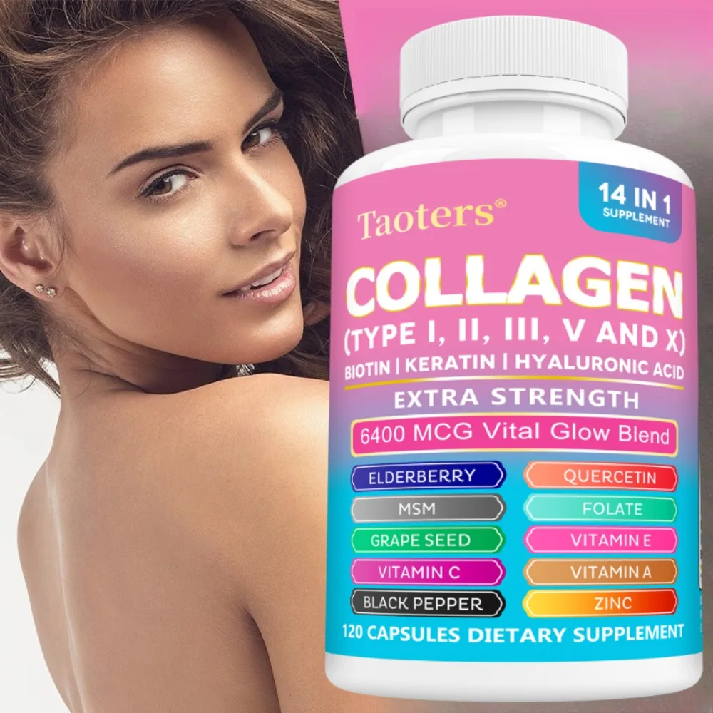 

Collagen Supplement - Supports Skin & Hair Health, Boosts Immunity & Maintains Overall Well-being - Keratin,Hyaluronic Acid,MSM