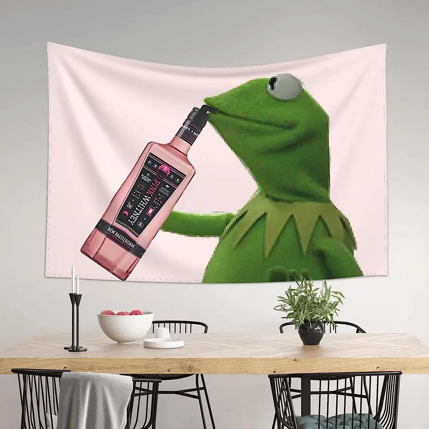 Kermit Pink Funny Tapestry Meme Banner Wall Hanging decor per la casa College dormitorio camera da letto muslimah, taglia unica