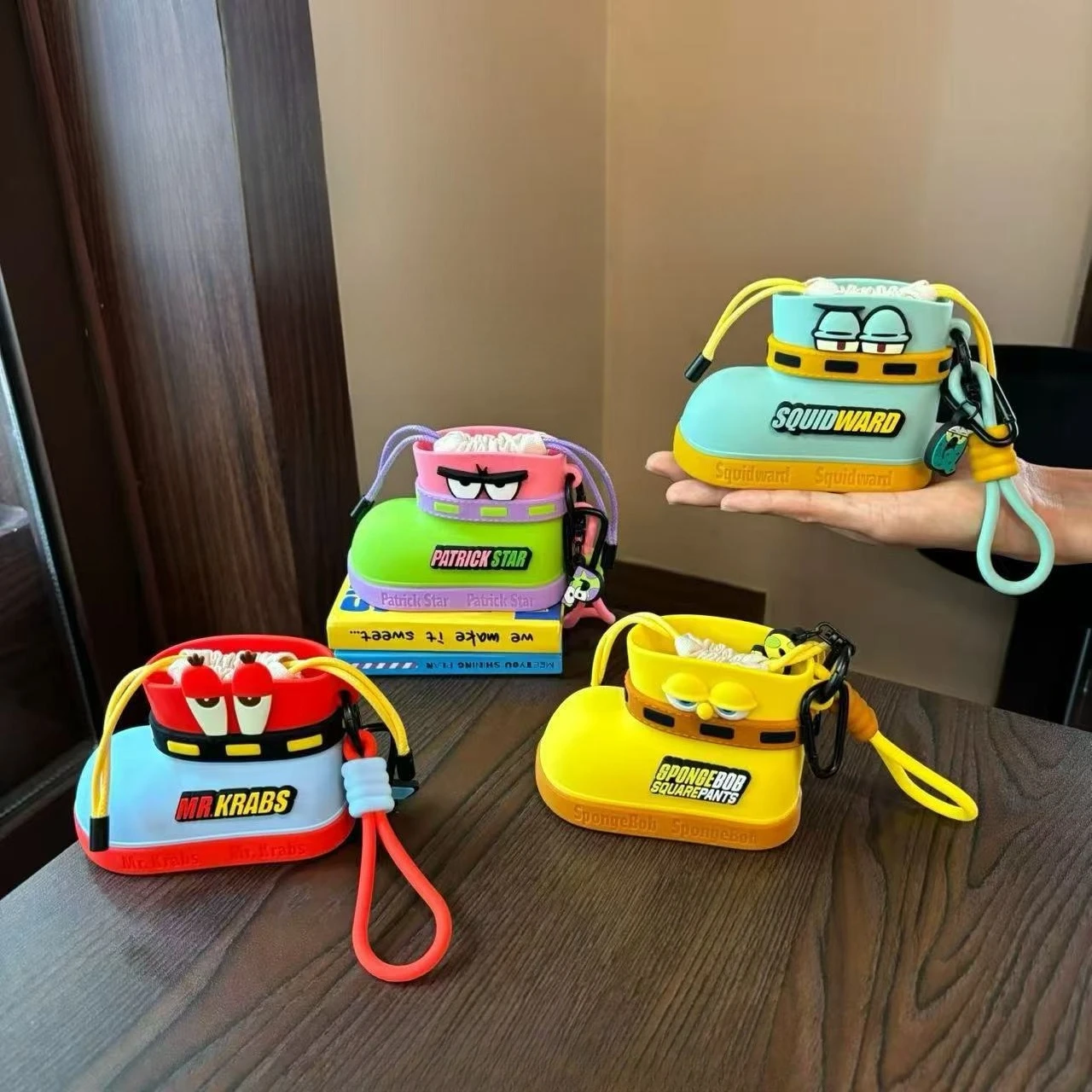 Bolsa para Fones de Ouvido do Bob Esponja, Criativa e Fofa, Mini Bolsa de Armazenamento Portátil em Silicone, Decoração de Desenho Animado, Presente