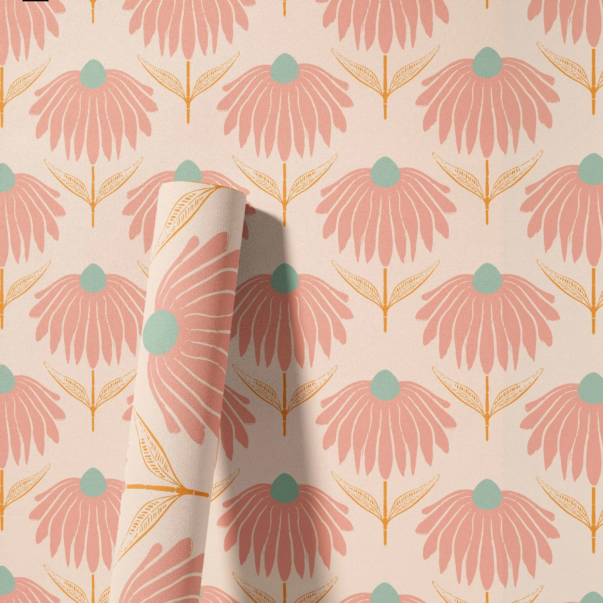 لفة واحدة من ورق الحائط الوردي السميك ذاتي اللصق، مناسبة لغرفة المعيشة وغرفة النوم وجدار خلفية التلفزيون وملصقات ديكور المنزل