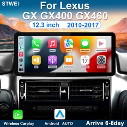 For Lexus GX GX400 GX460 2010 2011 2012 2013-2017 12.3inch car radio multimedia video player CarPlay Android 13 GPS navigator