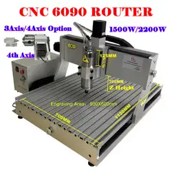 LY 6090 4axis  CNC Router 1500W 2200W USB Wood 3D Engraving Milling Machine PCB Cutting 200mm Z axis Height Kit