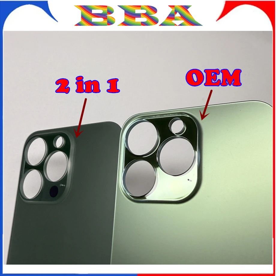 아이폰 11 12 13 14 Pro Max용 1PCS 유니바디 OEM 대형 와이드 홀 후면 커버 유리, 후면 도어 하우징 패널 부품 후면 커버 유리