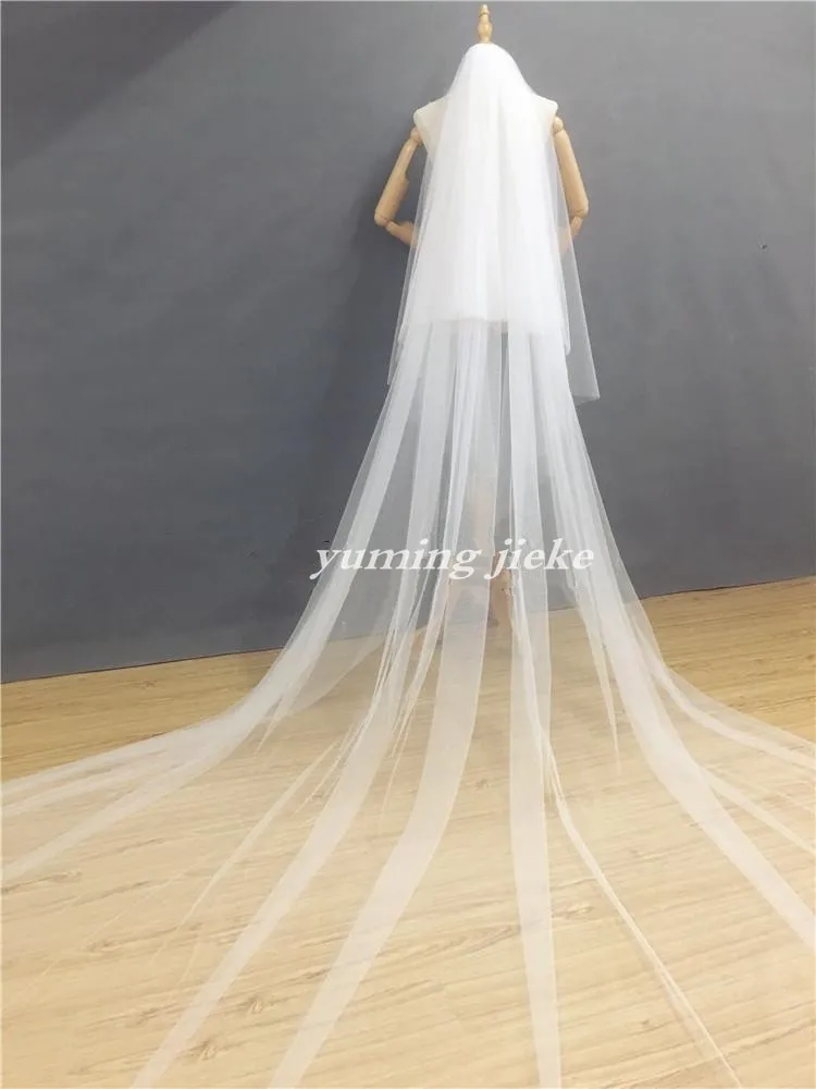 Voile de mariée doux à 2 couches, 118 cm (300 pouces), avec peigne en métal