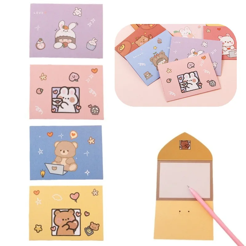 لطيف الكرتون بطاقة المعايدة نعمة شكرا المغلف بطاقة بريدية رسالة ورقة قابلة للطي بطاقة تهنئة جميلة هدية السنة الجديدة #1