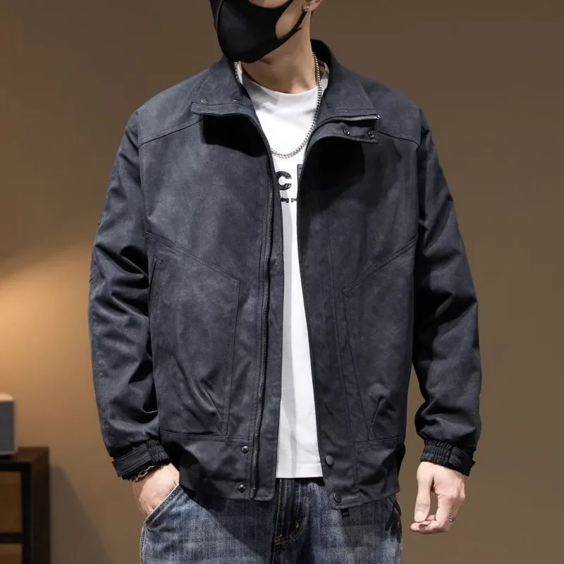 Mens Jacket Harajuku Autumn Winter Thick Warm Cotton Puffer Coat Sport Casual Bread Style Outerwear Trendy Streetwear Fashion