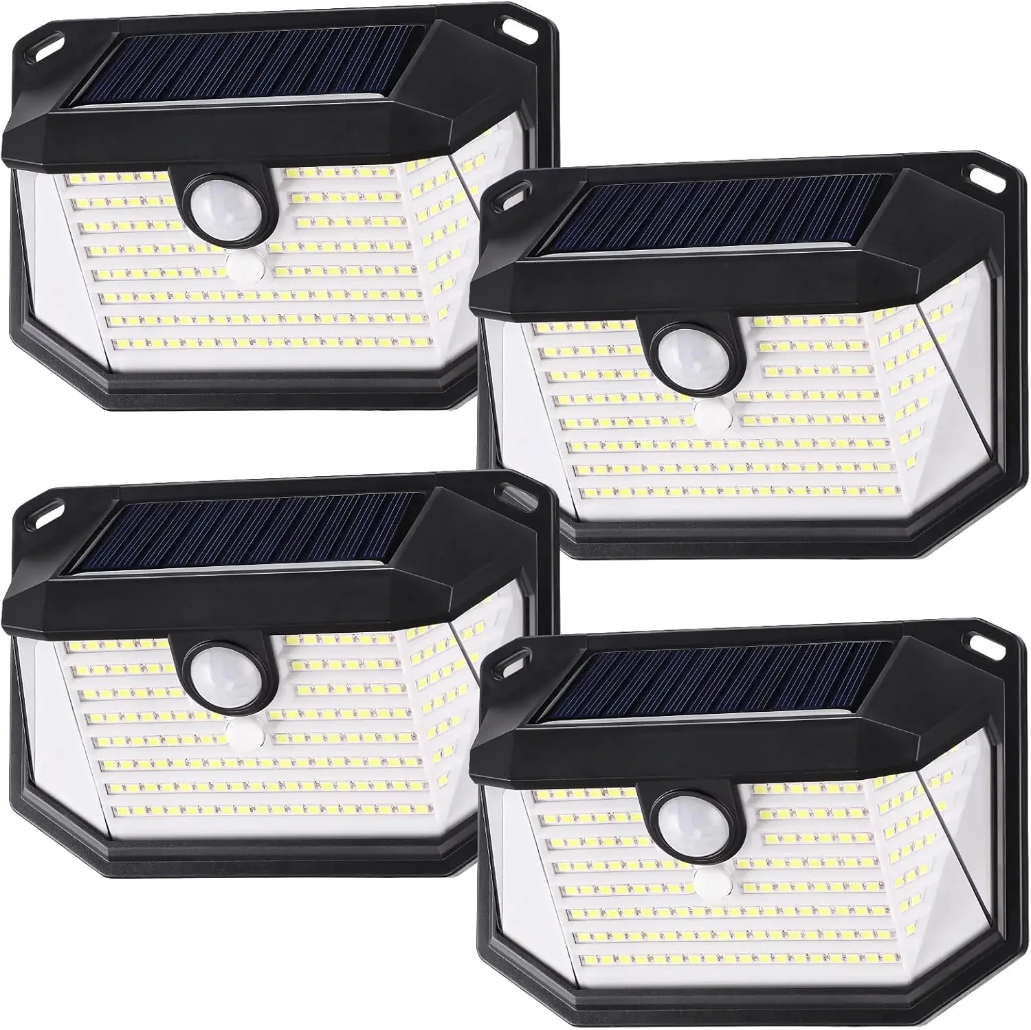 

4 Pack Black 6500K Pure White Solar Motion Sensor Lights Outdoor IP65 Waterproof Cordless Outdoor Wall Lighting for Driveway