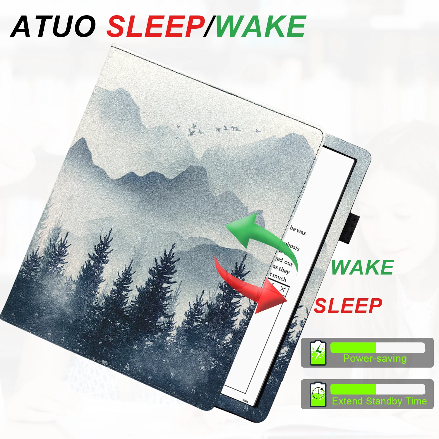 Case for 10.3\'\' BOOX Note Air 4C/ Note Air 3C/3 BW Double Stand Auto Sleep/Wake Cover with Pen Holder/Hand Strap