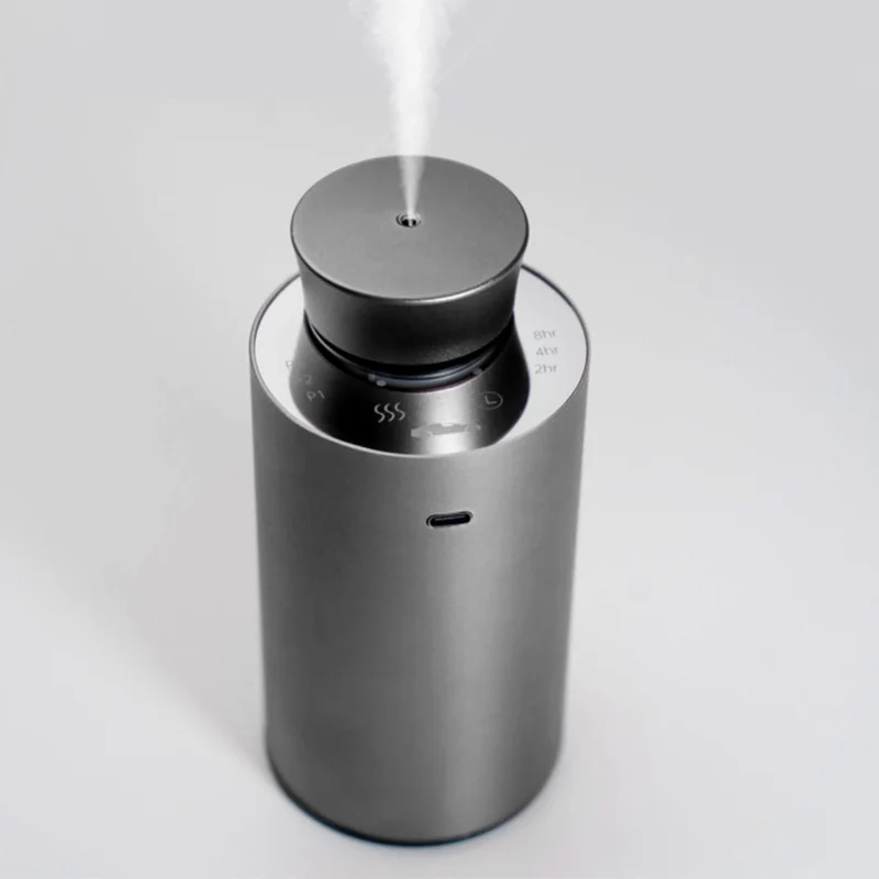 Essential Oil Diffuser Small Portable Car Silent Battery Operated Waterless Spray Silver/Grey