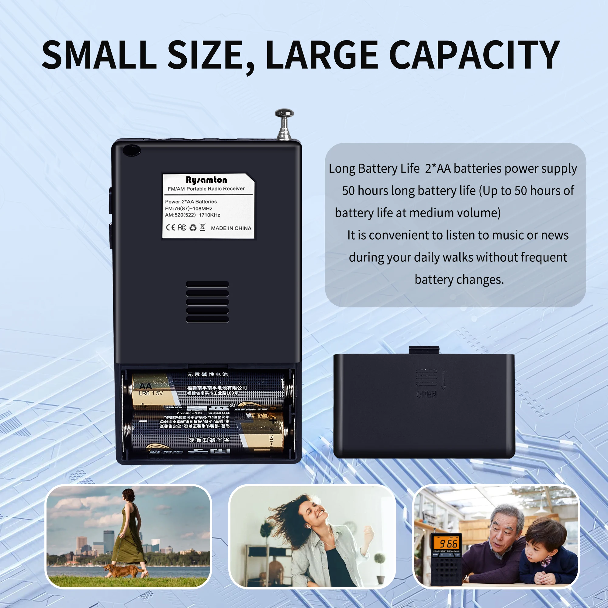 راديو FM AM صغير محمول شاشة LCD استقبال الراديو المدمج في مكبر الصوت ساعة تنبيه مع 3.5 مللي متر سماعة دعم مؤقت النوم