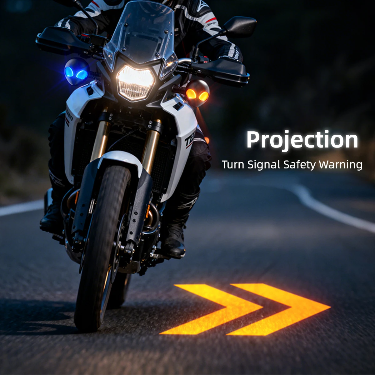 2PCS ET Alien style Motorcycle LED Turn Signal Lamp DRL Projection Lamp Sequential Flowing Flash Indicator Lights Running Light