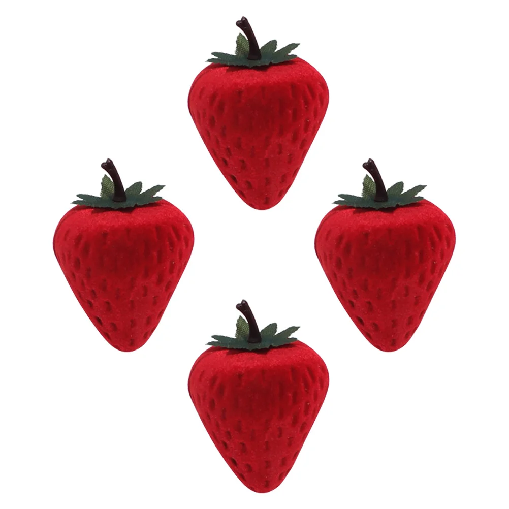 

4Pcs Strawberry Ring Box Elegant Engagement Wedding Proposal Jewelry Storage Organizer for Rings Earrings Strawberry Ring Box