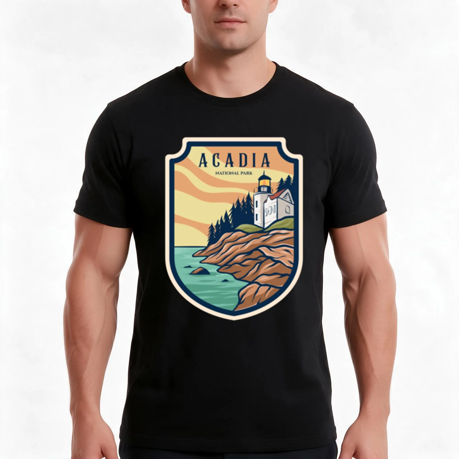 Acadia National Park T-Shirt Summer Casual Cotton Tee Oversized Streetwear Tops Vintage Graphic Print Loose Fit Short Sleeve