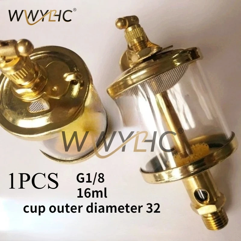 Copper Plating Sight Gravity Drip Feed Oiler Lubricator Needle Valve Oil Filling Cup M10G1/8