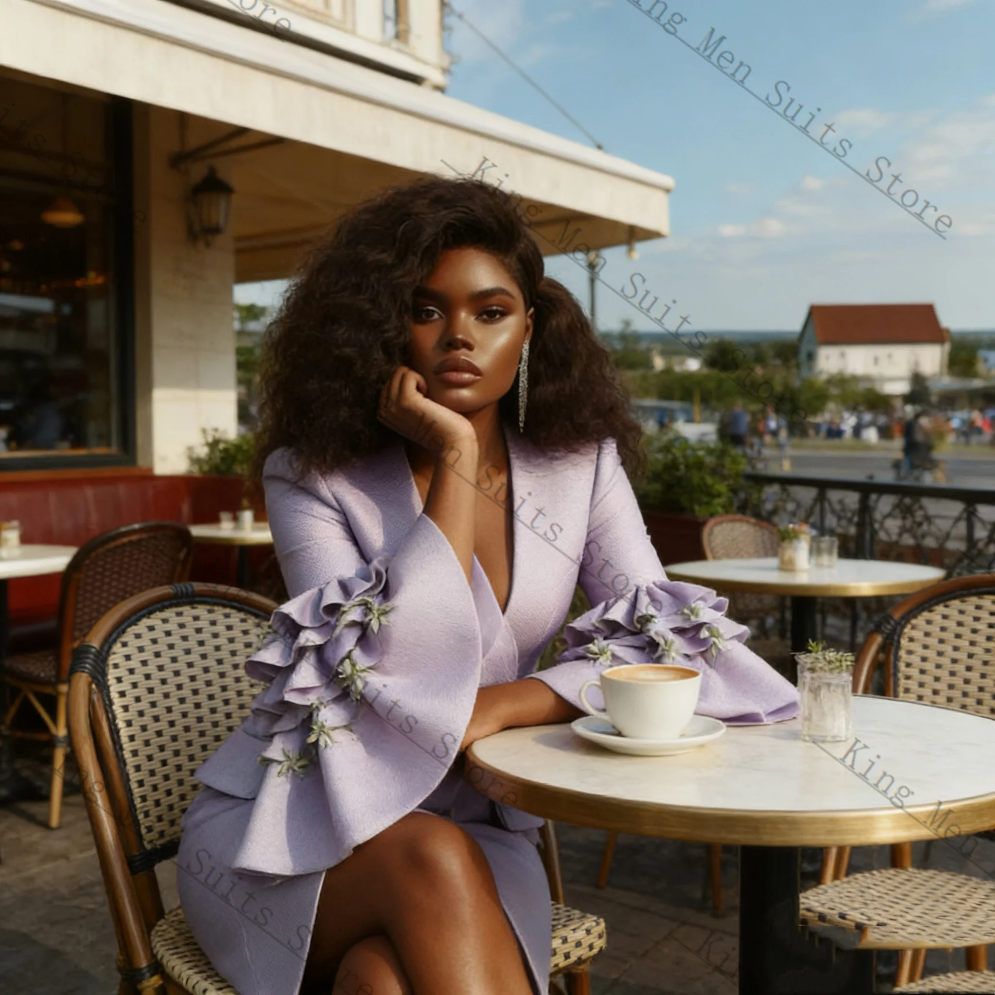 

Bow Purple Women Suit 1 Pcs Long Blazer Prom Dress Spring Cotton Customized Formal Office Wedding Tuxedos Coat Prom Jacket