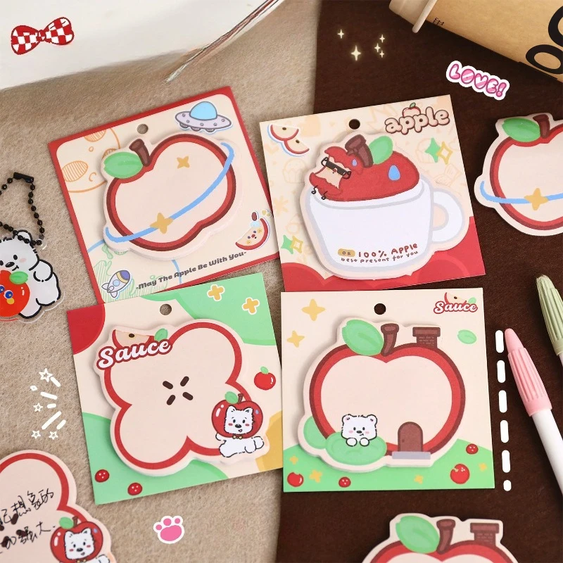 Apple Sticky Note Cute Creative Message Office School Supplies Memo Pad N Times Reminder Sticker Kawaii Stationery Gift Lovely