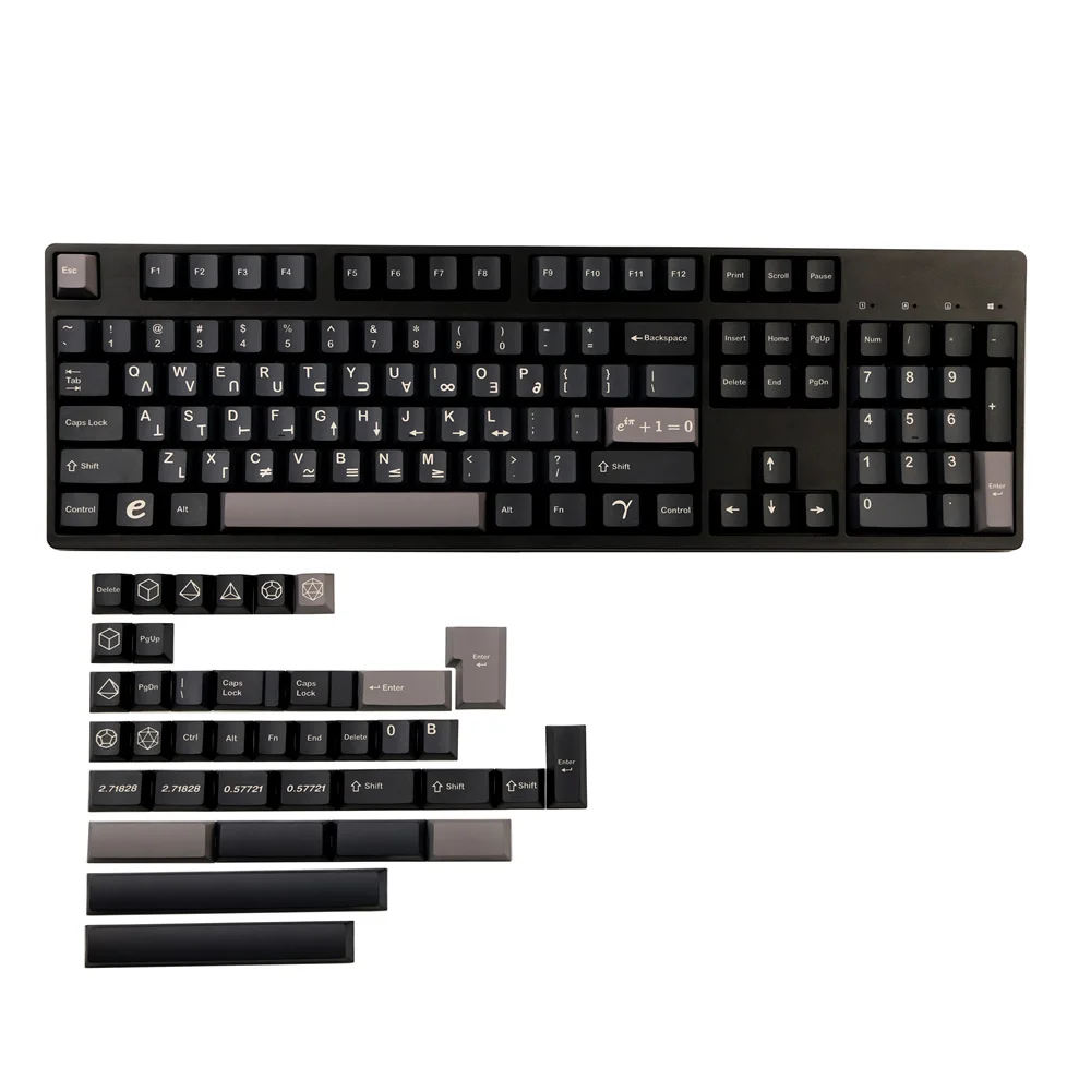 Imagem -06 - Chaves Conjunto Gmk Euler Pbt Keycap Clone Preto Cereja Perfil Tintura Subbed para Gh60 Gk61 68 75 84 87 96 104 108 Teclado Mecânico 142