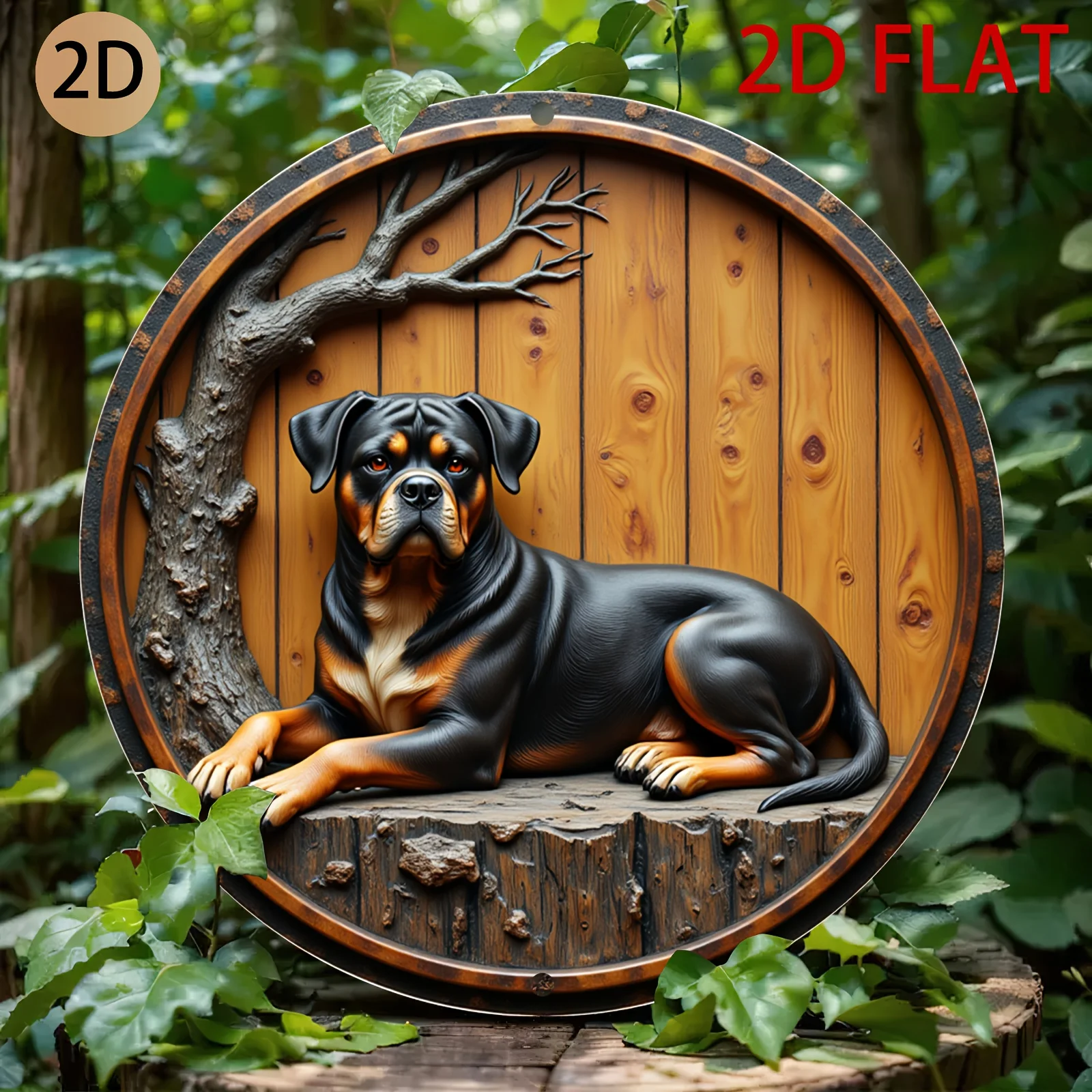 HD Tin Sign, Rottweiler Dog Round Metal Wall Art, Pet Lover Decor for Home Living Room