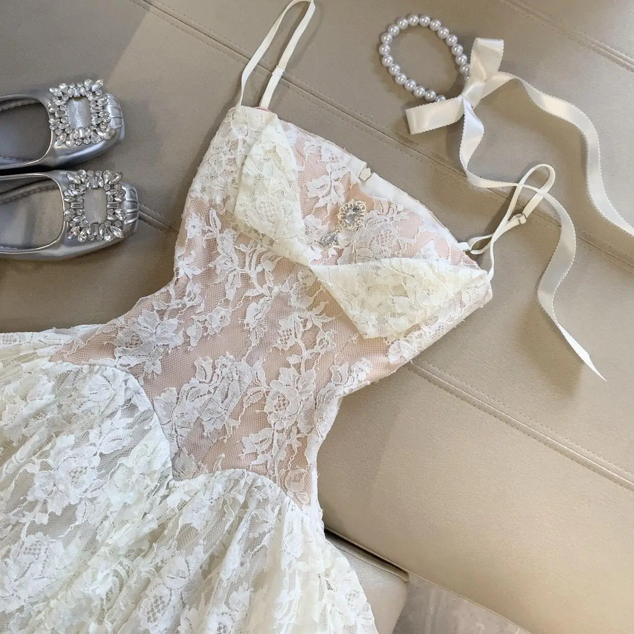 Sweet Princess French Lace Dress Harajuku Gyaru Style Elegant Chic Summer Kawaii 90s Women Fashion Dresses - Image 2