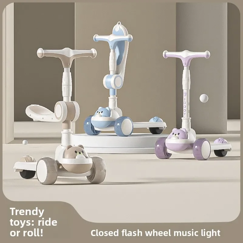 3 in 1幼児用スクーター、親用プッシュハンドル付き幼児用スクーター、屋外乗用玩具、男の子と女の子への誕生日プレゼント