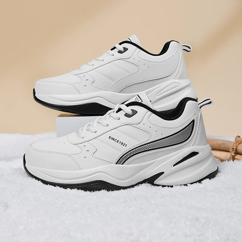 

Мужские зимние новые повседневные уличные теплые кроссовки на флисовой подкладке, легкие кроссовки на мягкой подошве, модная удобная хлопковая обувь