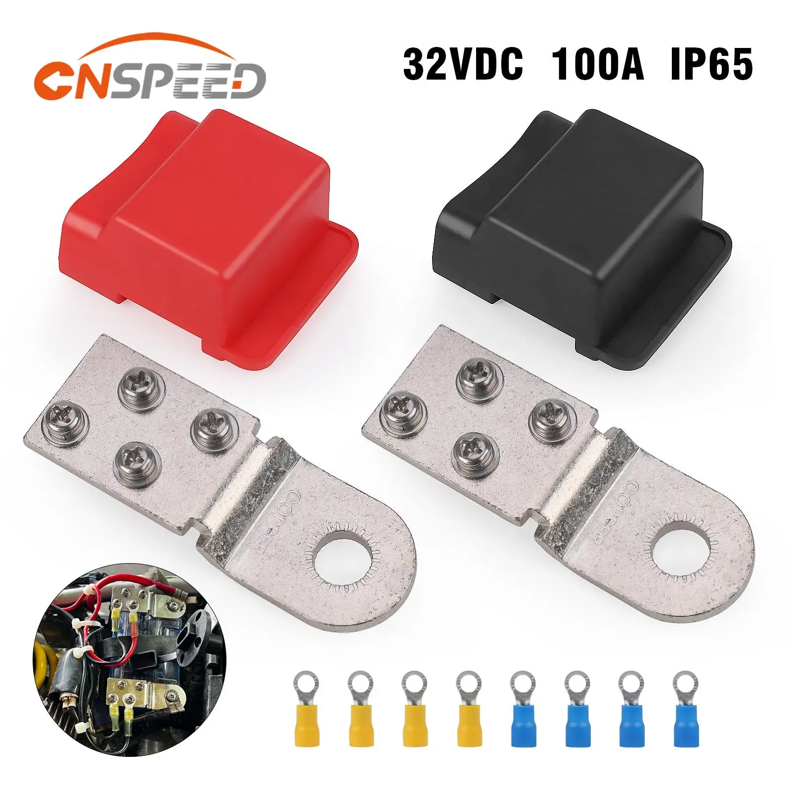 Car Tinned Copper Bus Bar Set With Captive Washer For Secure Positive and Negative Electrical Connections in Automotive Battery