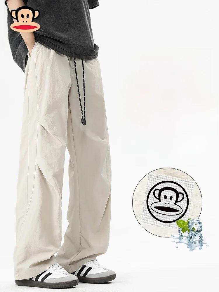 

Мужские летние тонкие свободные брюки Paul Frank American Sle Ice Silk Paratrooper, прямые повседневные брюки с широкими штанинами, свободный крой