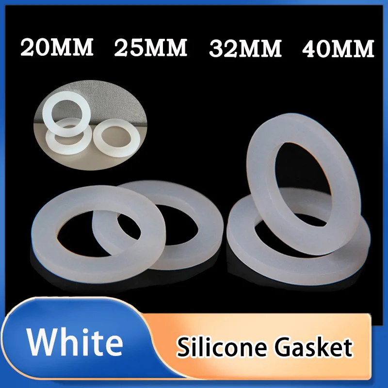 

1~100pc 20/25/32/40MMWhite Silicone O-Ring Flat Gasket Water Pipe Fitting Seal Washers Heat Resistant High Temperature Resistant