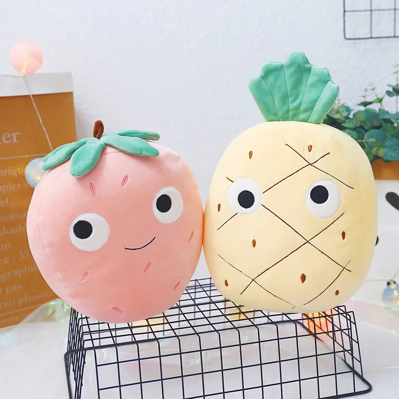 3pc Lovely pineapple Strawberry watermelon fruit vegetable food Anti-stress soft creative pillow cushion plush doll Kid toy gift