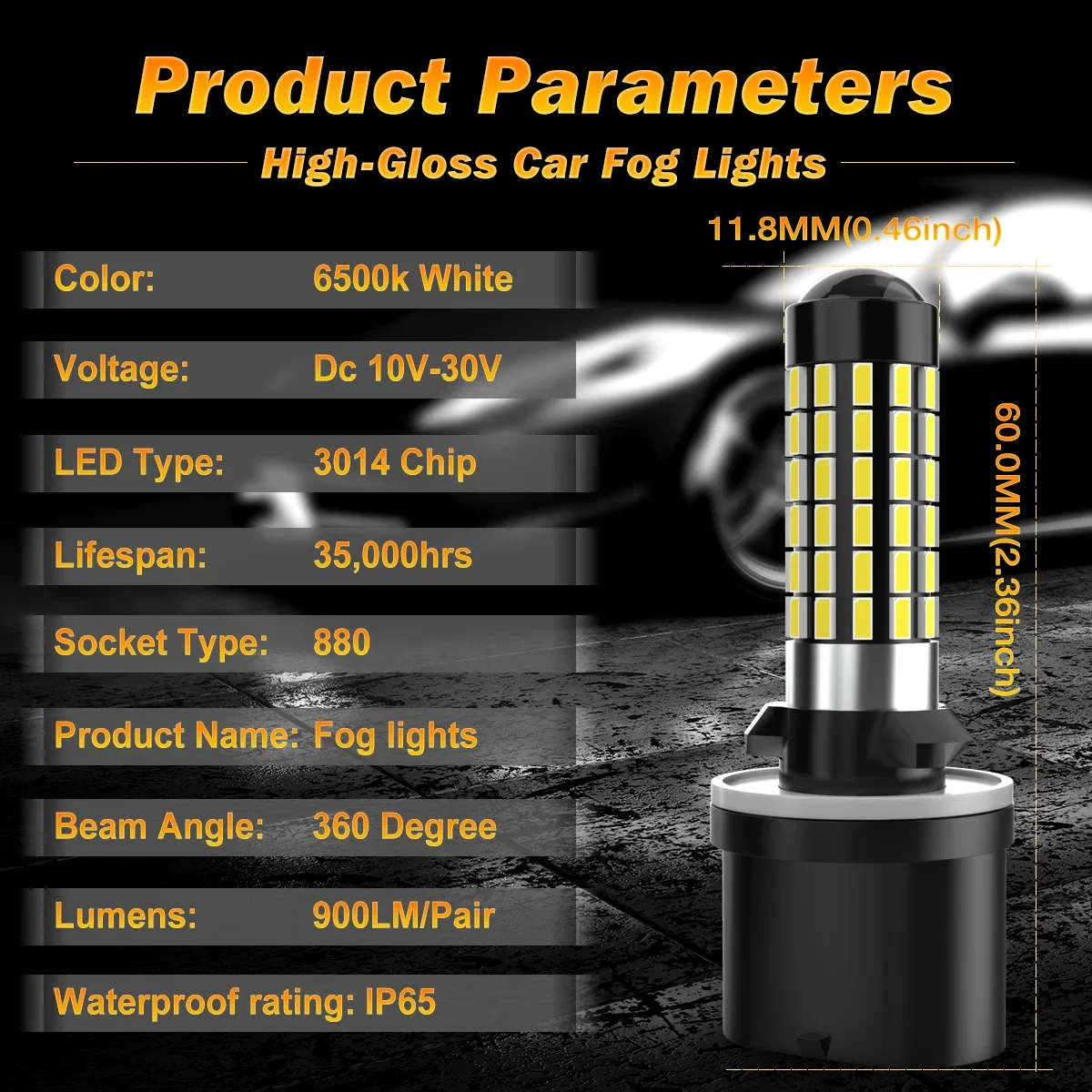 2pcs Canbus 880 H27 H27W/1 LED Fog Light Bulb LED Light 78PCS 3014 Chips 360° Beam Angle For Chevrolet Silverado 1500 2001~2002