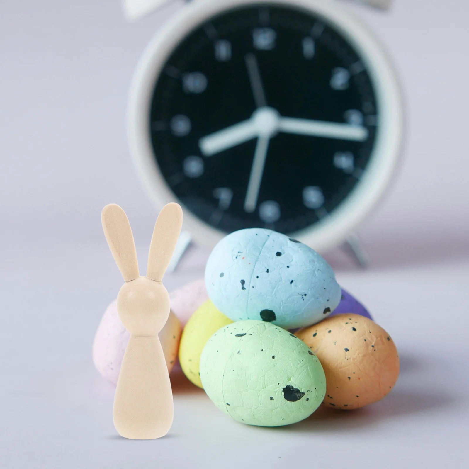 6個の未塗装木製ペグバニー スムースクラフトフィギュア DIYグラフィティアート 子供の創造性 手作り 家族アクティビティプロジェクト用