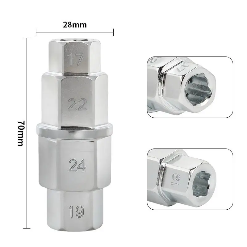 For Motorcycle Front Axle Wheel Hex Axle Tool Universal Chrome Silver Hex Wrench Removal Tool Hex Allen Axle Spindle Tool