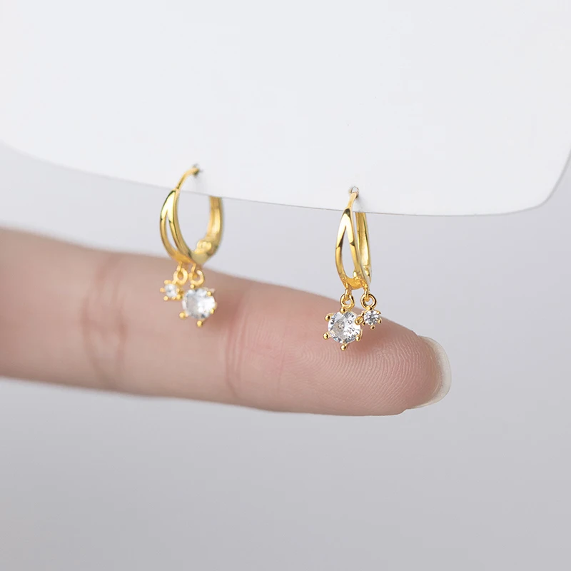 INZATT ريال 925 فضة جولة الزركون هوجيز 18k أقراط طارة ذهب للأزياء النساء العصرية غرامة مجوهرات اكسسوارات