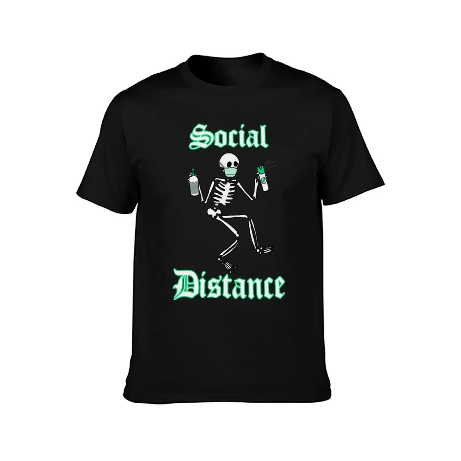 Social Distance T-Shirt Summer Casual Cotton Tee Oversized Streetwear Tops Vintage Graphic Print Loose Fit Short Sleeve