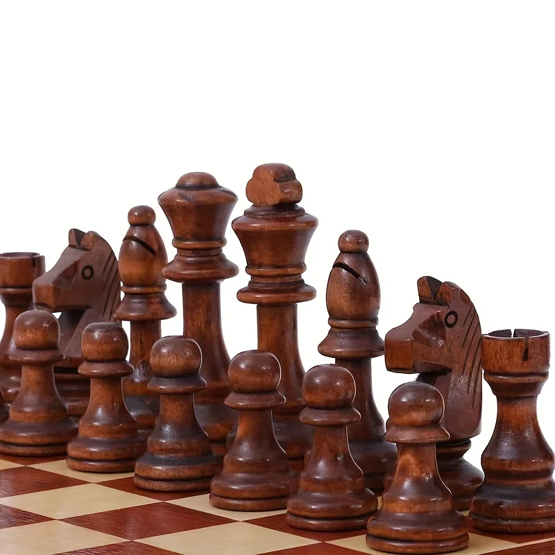 32-teiliges Holzschach-König-Spiel-Set, Höhe 110 mm, Schachfiguren, Schach, Lederbrett, Wettbewerbe-Set, Schachgeschenk für Kinder und Erwachsene – Detail 2