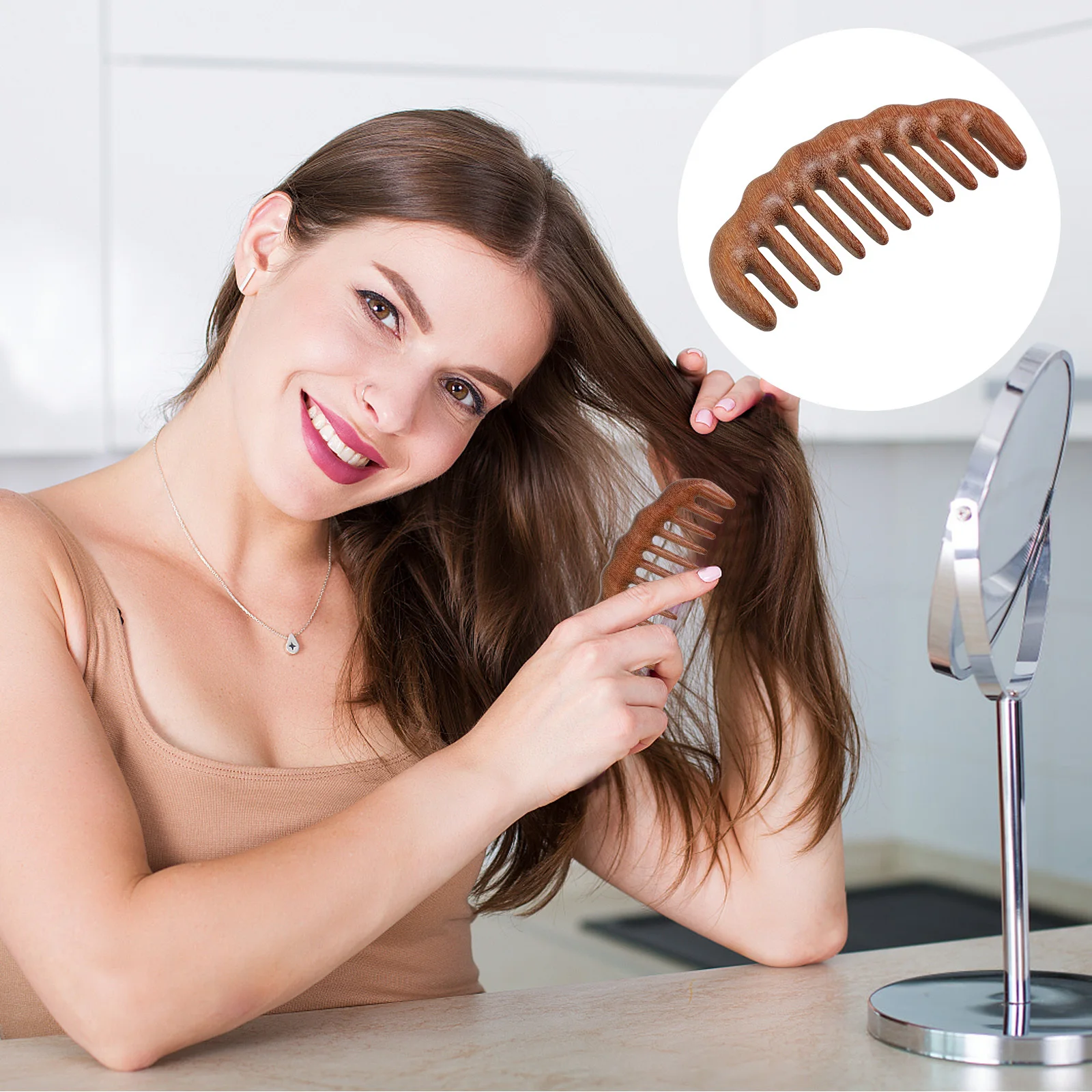 

Wooden Wide Tooth Comb Hair Care Scalp Massager Massage Comb Detangler for Curly Wavy Thick Hair Wood Scalp Massager