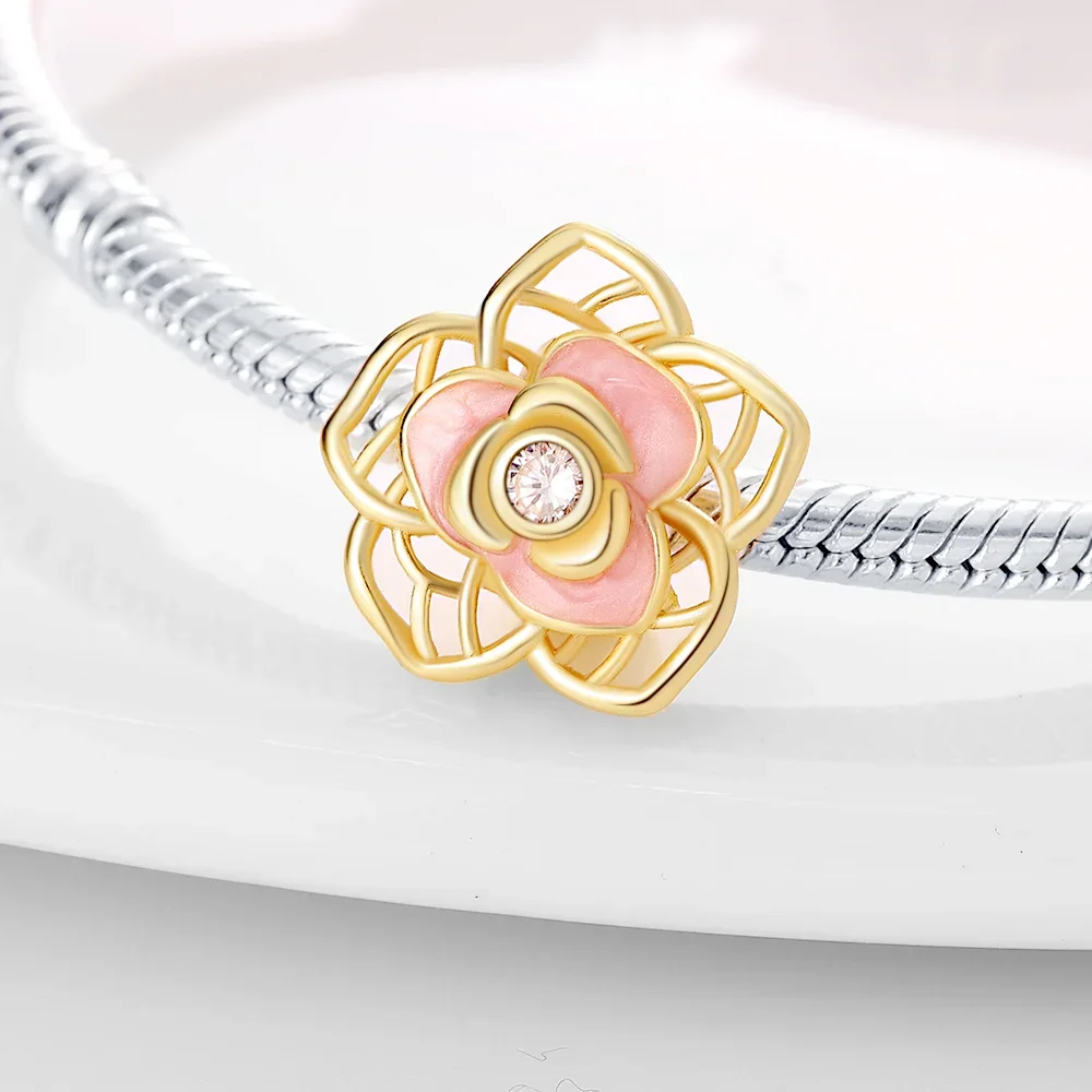 

925 Silver Colored Flower Series Charms Bees Daisy Cherry Blossoms Holding Flowers Beads Fit Diy Original Bracelets Jewelry Gift