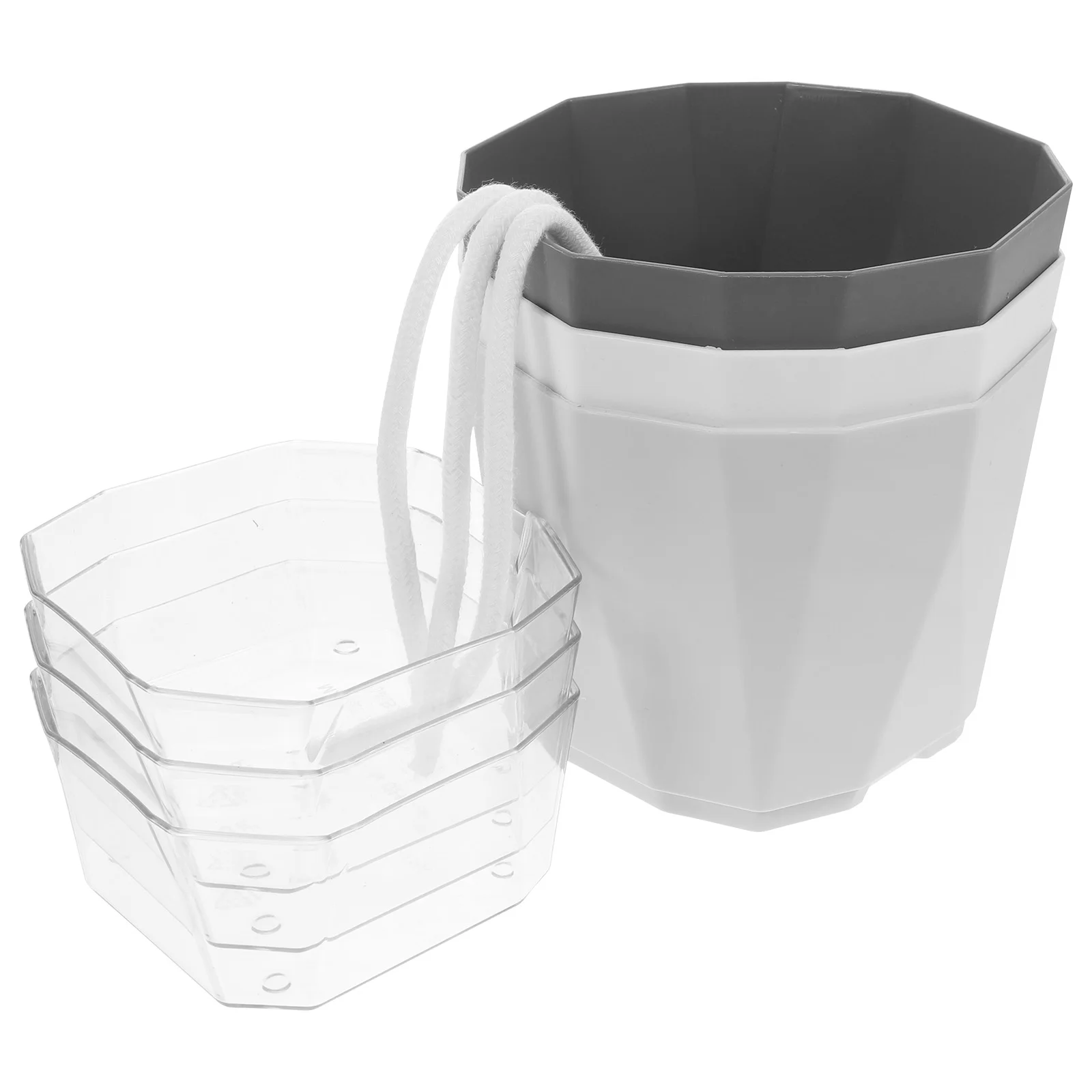 

Automatic Water Absorbent Flower Pot Self Watering Planter 3 Sets PP Plastic Indoor Pots Plants Double Layer Drainage Holes