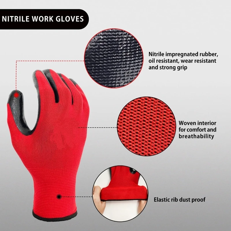 20PCS PU Coated Safety & Work Gloves Ultra-Thin Seamless Knit Gardening Working Gloves with Grip for Men Women Yard Lawn Outdoor