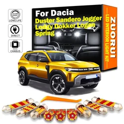 Car Bulbs For Dacia Duster Jogger Lodgy Sandero Dokker Logan Spring I II MK1 MK2 MKI MKII LED Interior Roof Map Plate Light Kit