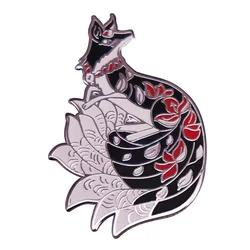 Nine-tail Fox Kitsune Enamel Pin Badge Japanese Folklore Shrine Dwellers Yokai Collection