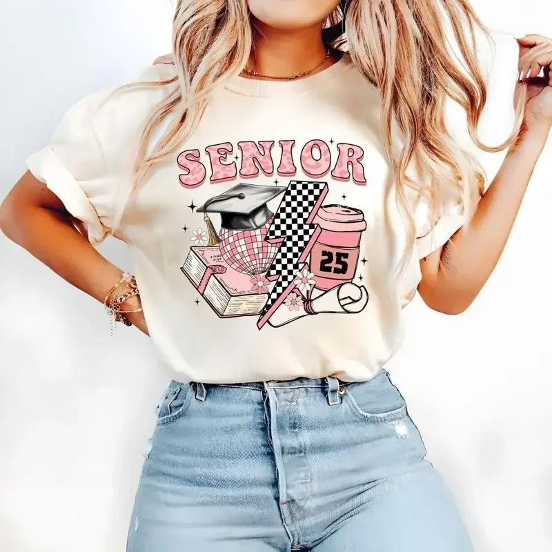 Retro Senior 2025 T Shirt Class Of Graduation Natural 17
