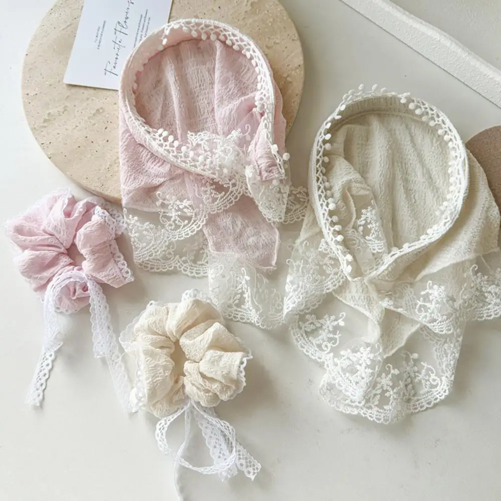 

Bubble Gauze Hairband Lace Triangular Bandana Hair Scarf Double-sided Triangle Scarf Headband Summer Sweet Hair Accessories