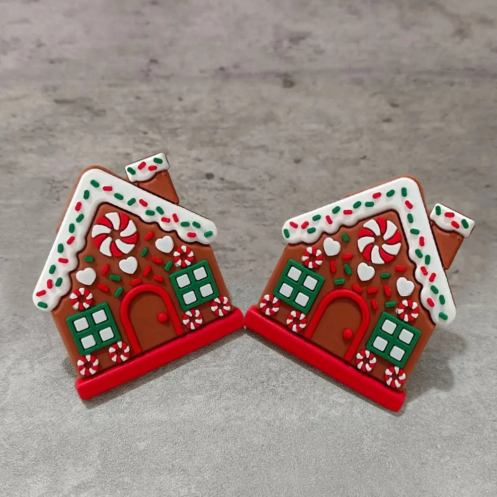 1/2Pcs Gingerbread House Shape Christmas Button Covers Reusable Easy to Install Christmas Knob Covers Closet Dresser Pulls
