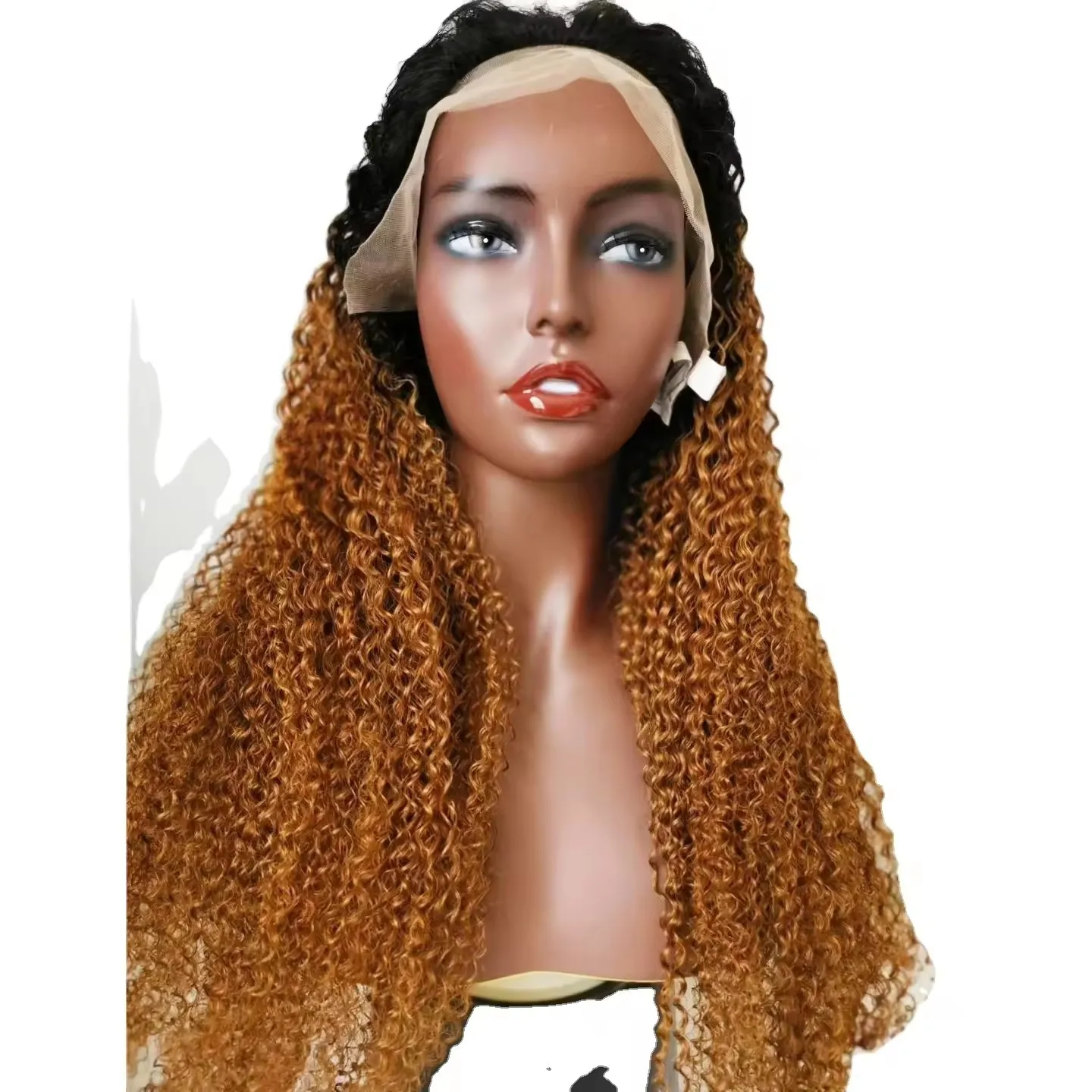 MDL 100% Remy Human Hair 13x4 HD Lace Front Frontal Wig for Women Pre Pulcked Kinky Curly Curl Ombre Black Brown Color 1B/27