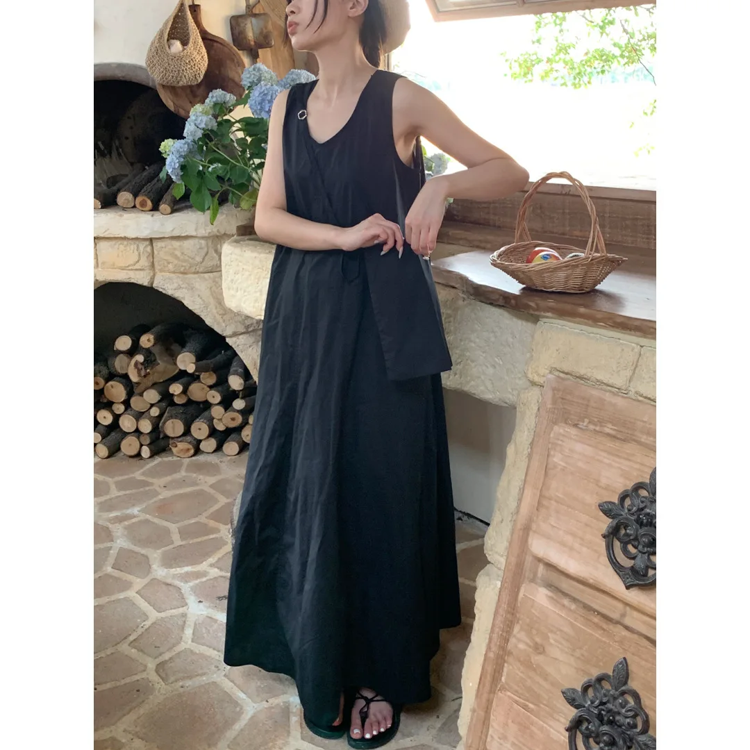 Minimalist ROW Style, Niche Design, Temperament, Dress, Women's Loose Cocoon Shape, Slimming Vest Skirt, Long Skirt