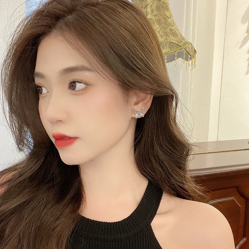 925Silver Needle Womens Earrings Jewelry Minimalistic Goth Ear Stud for Lady Bow Personal Fashion Stud Earrings Korean brincos image 6