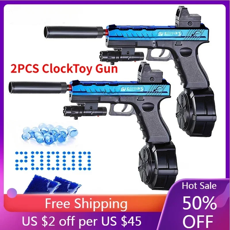 Airsoft Electric Toy Gun, Splatter tiro automático, bola Airsoft arma, água grânulo arma, pistola, esporte ao ar livre, 2pcs, novo, 2 em 1, 2024